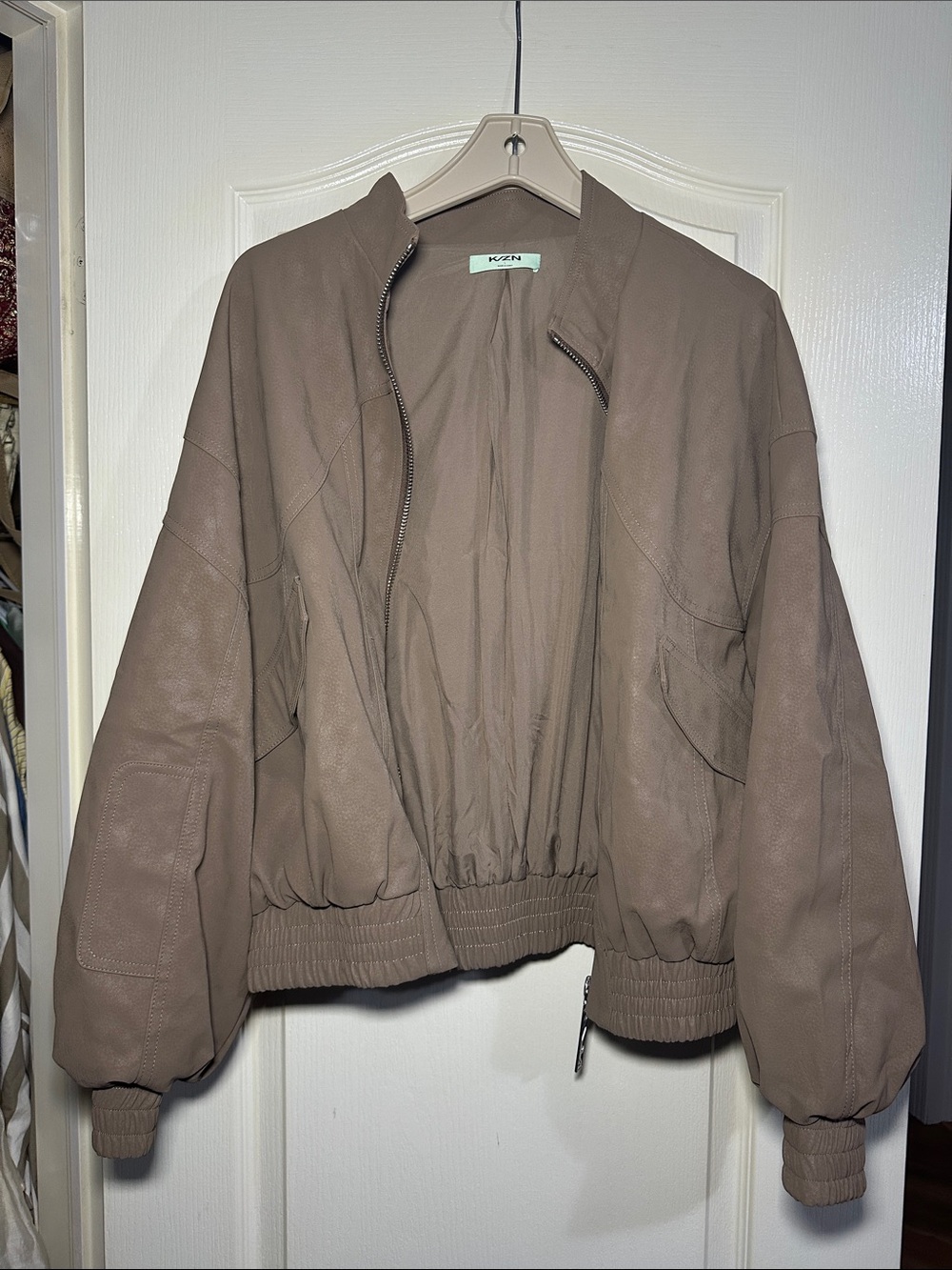 Taupe Bomber Jacket - Women's Lightweight Zip Jacket